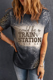 Slogan Graphic Leopard Tee Shirt