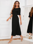 Round Neck Cutout Half Sleeve Dress