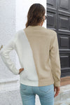 Contrast Color Round Neck Long Sleeve Sweater