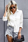 Button Down Chic Leopard Side Slit High-Low Shirt