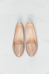 Forever Link Rhinestone Round Toe Flats in Rose Gold