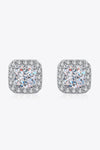 925 Sterling Silver Inlaid 2 Carat Moissanite Square Stud Earrings