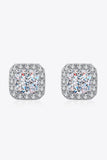 925 Sterling Silver Inlaid 2 Carat Moissanite Square Stud Earrings