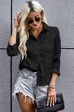 Button Down Chic Leopard Side Slit High-Low Shirt