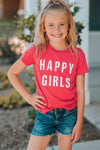 Happy Girls Text Youth Short Sleeve T-Shirt