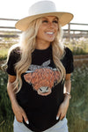 Chic Cow Graphic Round Neck T-Shirt