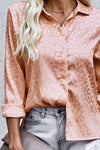 Button Down Chic Leopard Side Slit High-Low Shirt