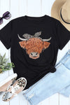 Chic Cow Graphic Round Neck T-Shirt