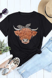 Chic Cow Graphic Round Neck T-Shirt