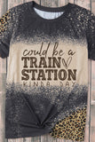 Slogan Graphic Leopard Tee Shirt