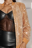 Sequin Zip Up Long Sleeve Jacket