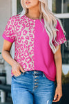 Leopard Two-Tone Round Neck Tee