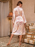 Floral Tie Waist Long Sleeve Robe