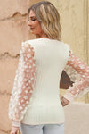 Textured Applique Long Sleeve Blouse