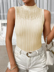 Mock Neck Ribbed Knit Tank
