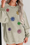 Sequin Snowflake Round Neck Sweatshirt