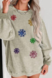 Sequin Snowflake Round Neck Sweatshirt