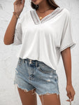V-Neck Short Sleeve Blouse