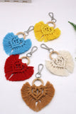 Assorted 4-Pack Heart-Shaped Macrame Fringe Keychain