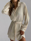 Button Up Dropped Shoulder Shirt Dress