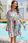 Multicolored Collared Neck Longline Cardigan